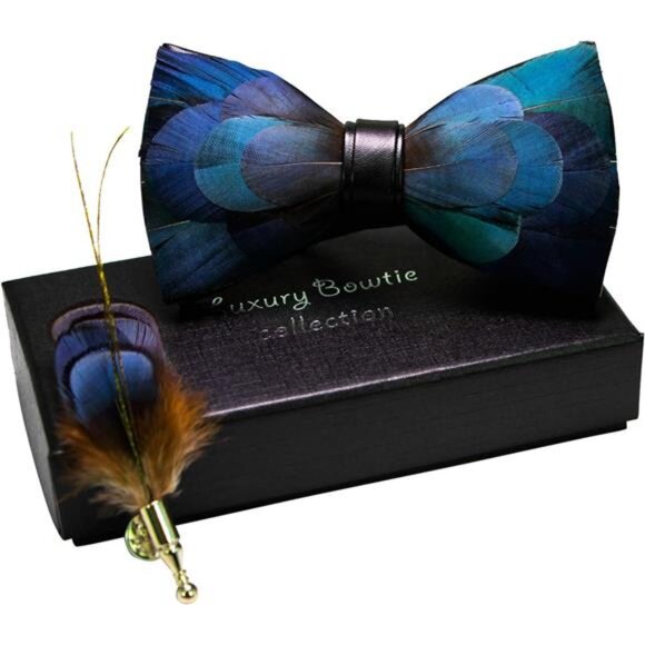 Handmade Feather Pre-tied Bow tie 010 - Picture 1 of 6